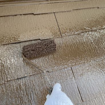 屋根塗装の上塗り｜横浜市戸塚区 K様邸